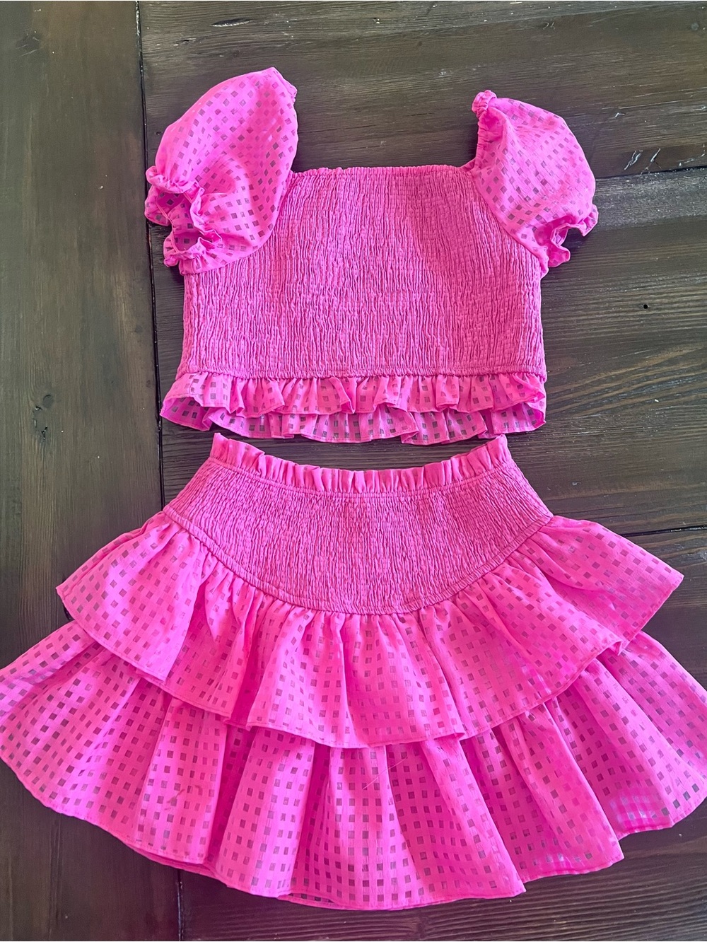 Buddy Love Hot Pink Smocked Top & Tiered Ruffle Skirt